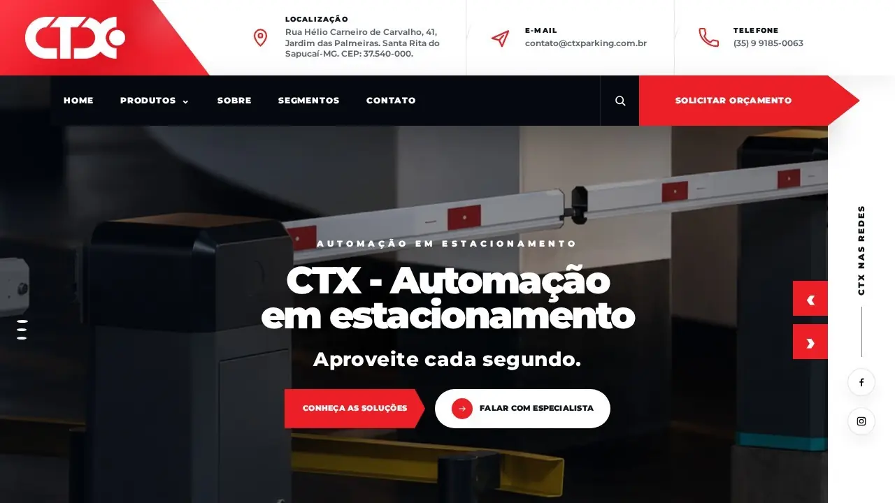 Captura do site CTX Parking
