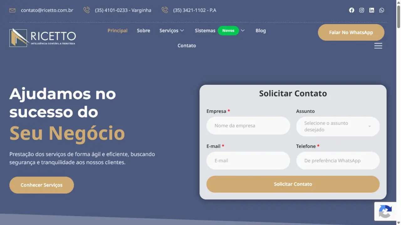 Captura do site Ricetto