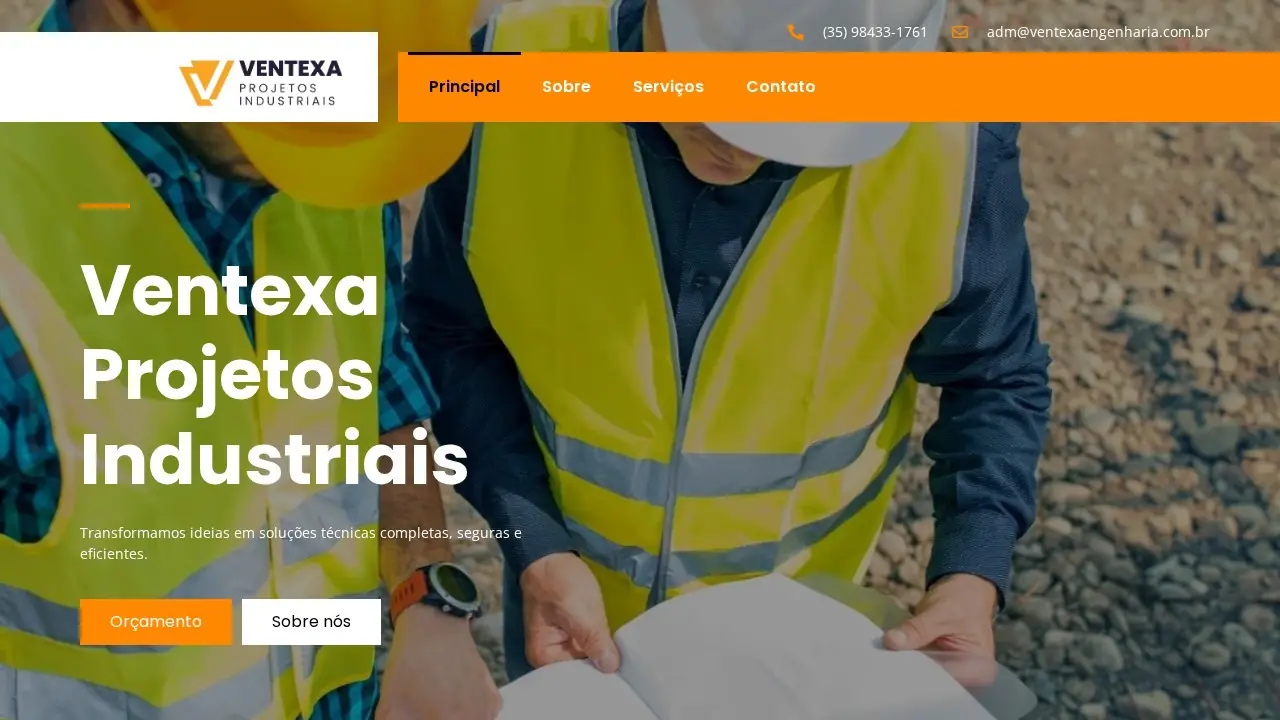 Captura do site Ventexa Projetos Industriais
